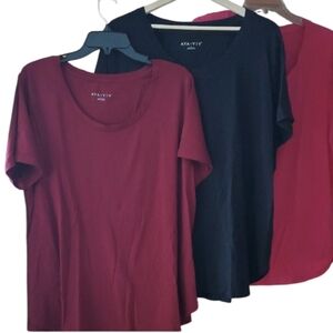 Ava & Viv Women's 3 Pack Short Sleeve Shirts Burgundy, Black, Pink